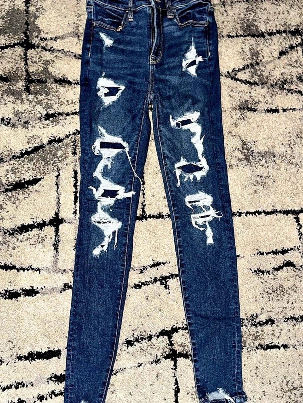 American Eagle Outfitters AE High-Waisted Ripped Jegging Blue Waist 00